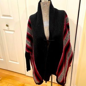 J Jill black gray and maroon striped oversized open front sweater